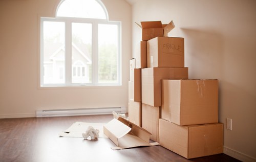 Newly arranged office workspace after removals in Brent