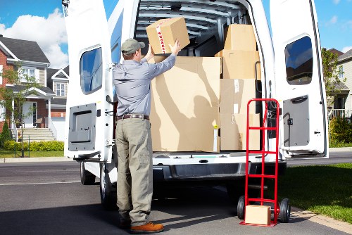 Household and business items prepared for mobile storage in Brent
